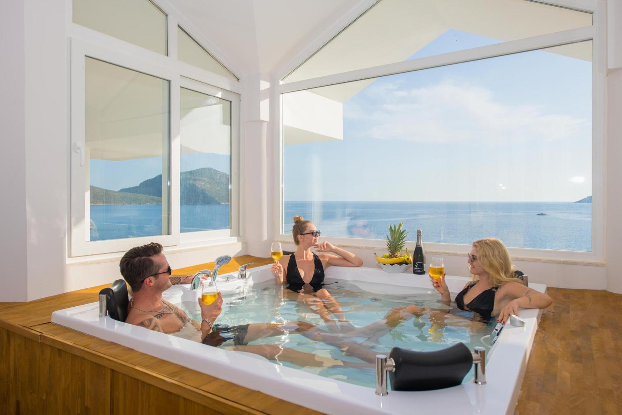Beachfront White Villa With Private Swimming Pool Kalkan Eksteriør bilde